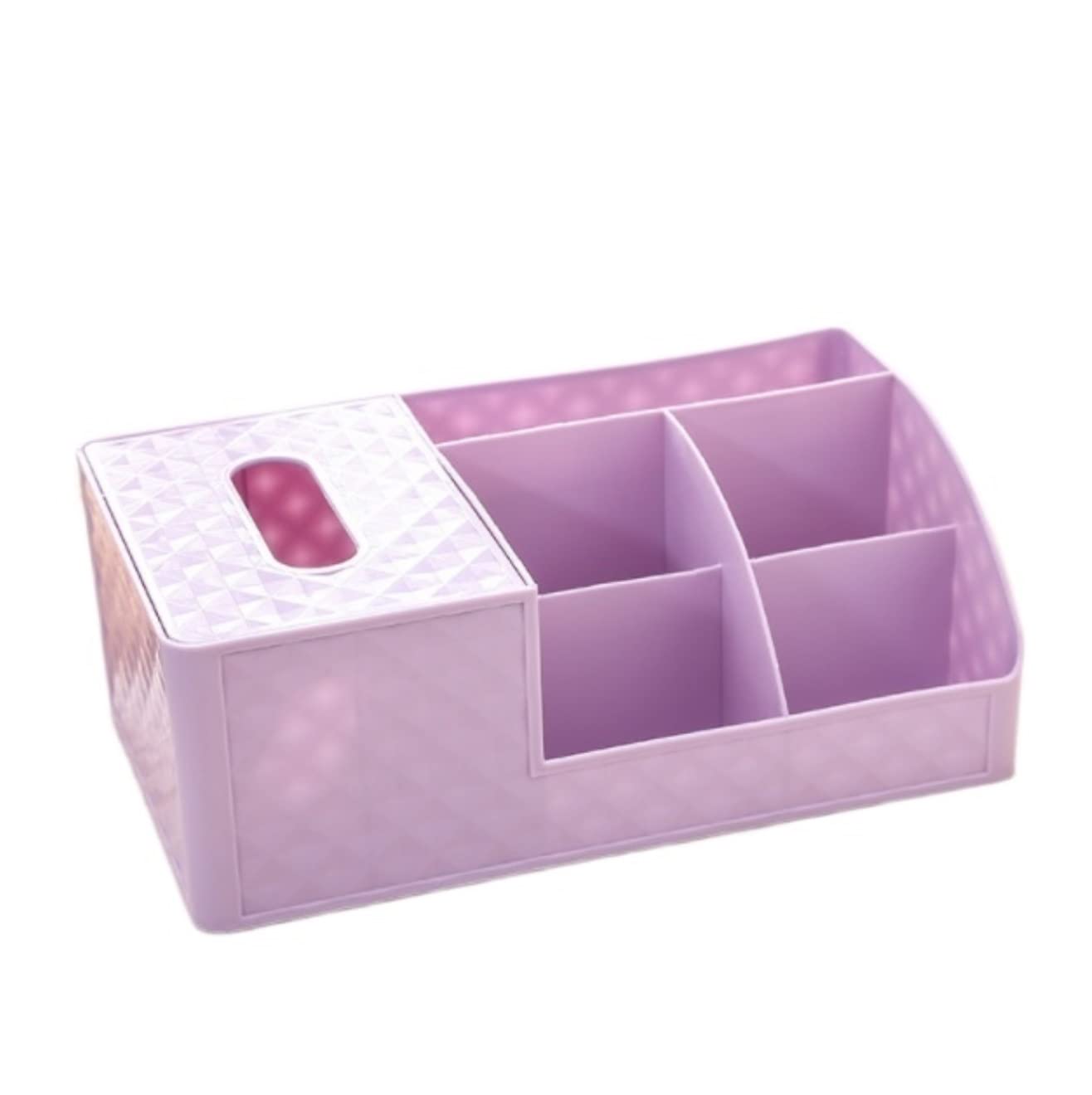 Makijaż Plastikowe Pudełko Do Przechowywania Kosmetyków Z Pudełkiem Na Chusteczki Rozmaitości Organizer Przybory Makijażu Biurko Organizer Przechowywania(Purple)