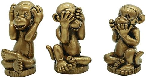 BRABUD Resin Chinese Fengshui Handmade See Hear Speak No Evil Monkey Figurines Home Decorative BS186