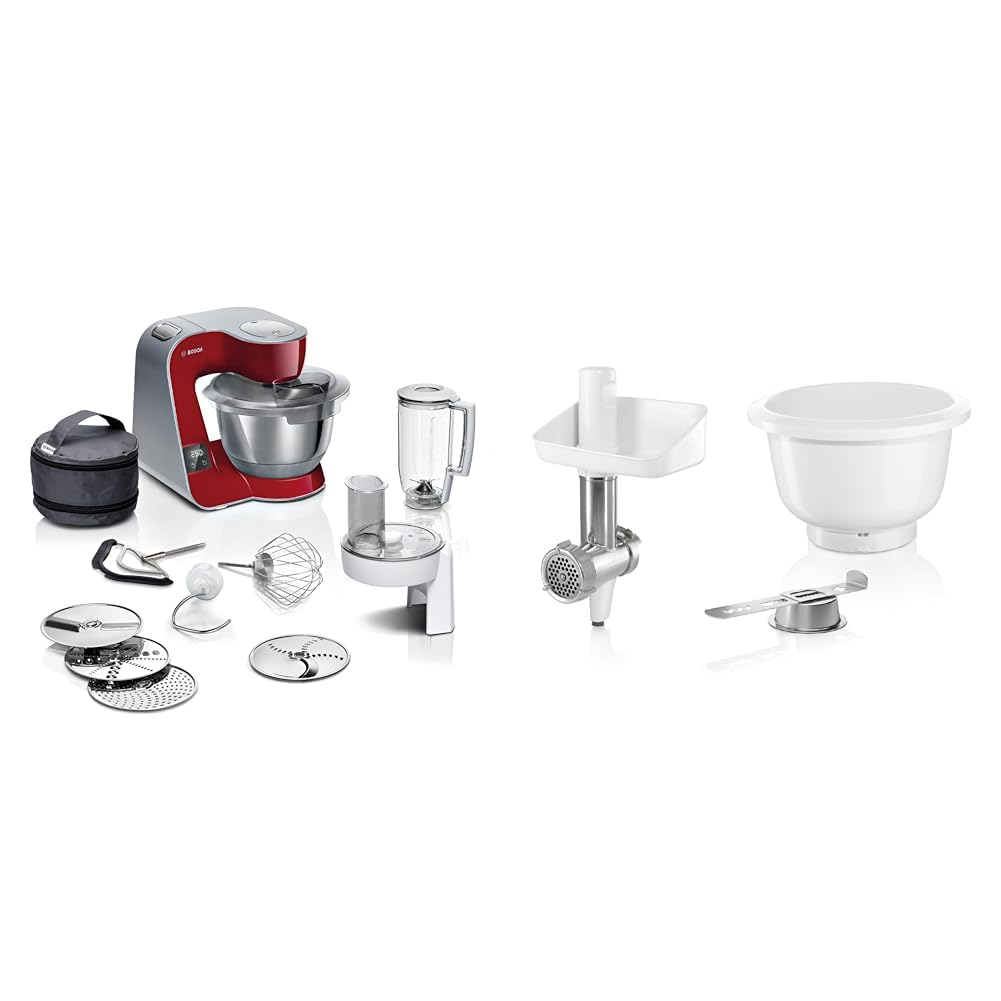 Bosch Küchenmaschine Serie 4 MUM5X720, integrierte Waage & BakingSensation MUZ5BS1, Fleischwolf, Kunststoffschüssel