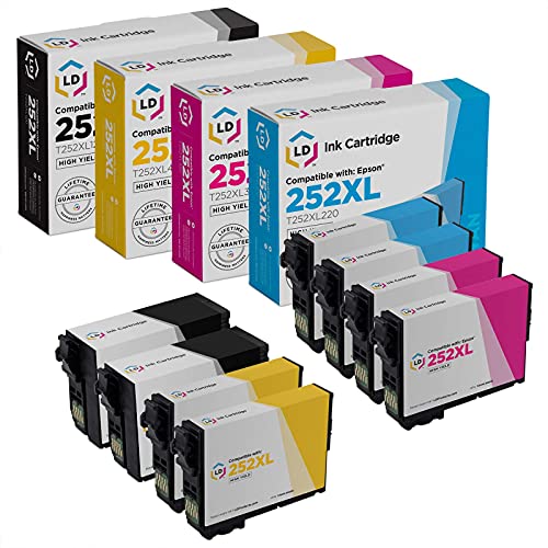 LD Products Remanufactured Ink Cartridge Replacements for Epson 252XL High Yield (2 Black, 2 Cyan, 2 Magenta, 2 Yellow, 8-Pack) for use in WF-3640, WF-7110, WF-7210, WF-7610, WF-7620, WF-7720