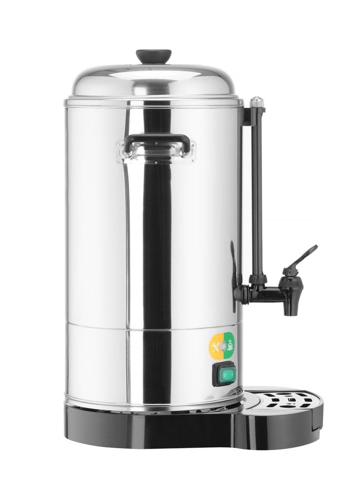 HENDI Dispensador de Bebidas Calientes Eléctrico, Doble Pared, Termostato Regulable hasta 110°C, 9L, 230V, 2200W, 322x390x(H)522mm, Acero Inoxidable