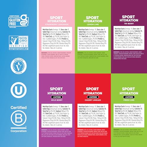 Nuun Sport + Caffeine Electrolyte Tablets – Dissolvable in Water,Variety Pack | 5 Essential Electrolytes for Hydration | 1g Sugar Drink Mix | Vegan,Non-GMO | (60 Servings) (Pack of 2) - image 5