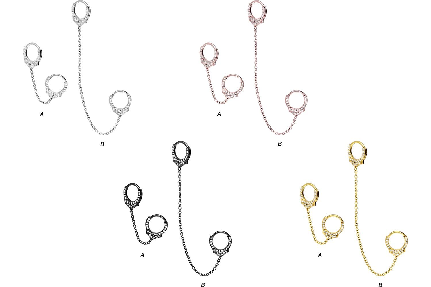 PIERCINGLINE Chirurgenstahl Segmentring Clicker |KRISTALLHANDSCHELLEN | Piercing Ohr Helix Ring | Farb- und Größenauswahl