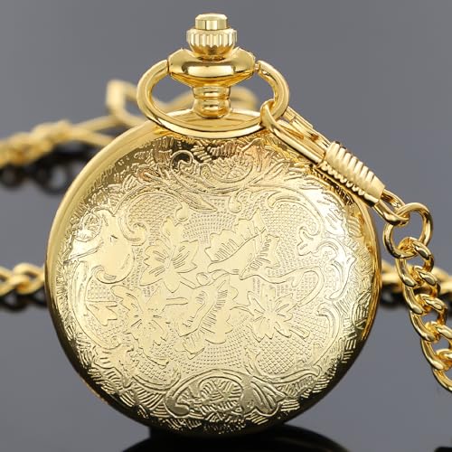 Image of Tiong Roman Numerals Scale Quartz Pocket Watches with Chain Christmas Graduation Birthday Gifts Fathers Day