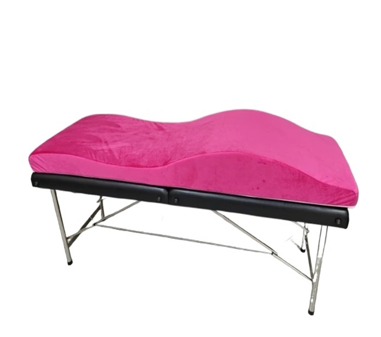 Curved Mattress Bed Topper Beauty Salon Curved Extension Lash Bed Topper Velvet Massage Table Eyelash Mattress for 180 * 60cm(Rose red)