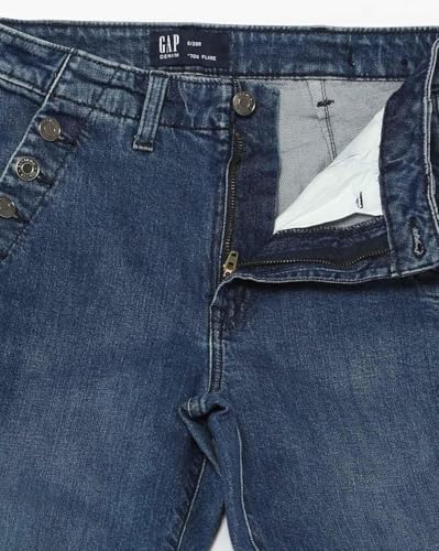 Image of Gap Women Flared Fit High Rise Mid Washed Jeans
