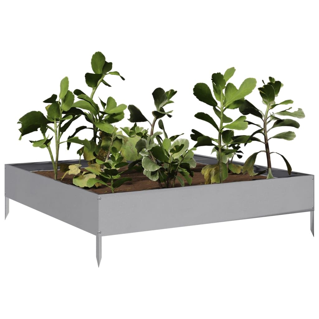 Homgoday Hochbeet für den Garten, 100 x 100 x 26 cm, aus verzinktem Stahl, Dekor für Möbel, Blumenkasten für den Außenbereich, Gitter-Pflanzgefäß für den Garten