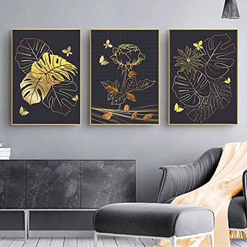 Impression d'œuvres d'art murales décoration fleur abstraite triptyque 50x70
