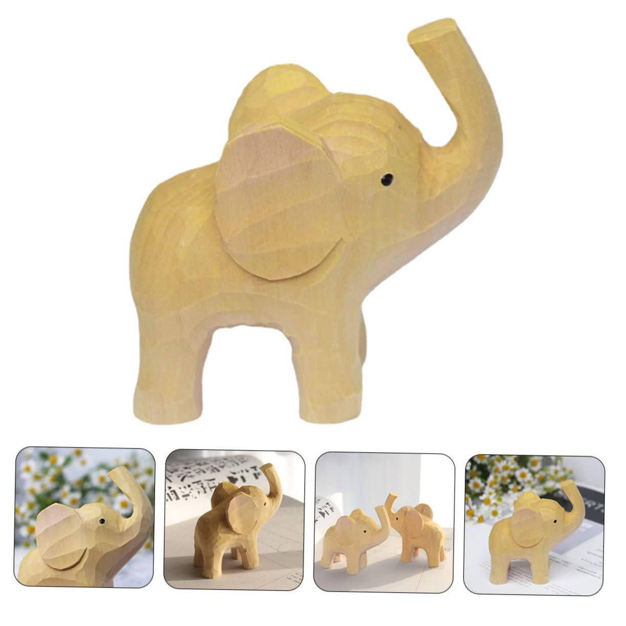 Amazon.co.jp: Levemolo 木製象の彫像 室内装飾用動物オブジェ