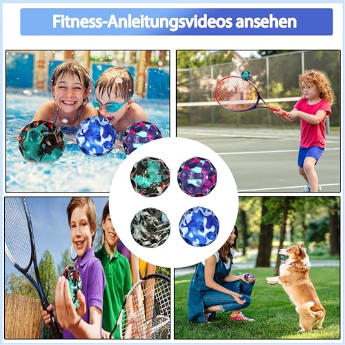 ROMINVIC Jump Ball,4 Stück Moon Ball Original,5AWG Auto Batterie Kabel mit M8 Leicht Greifbar – Flummies Galaxy für Boys