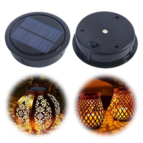 SKIKHN 2 Piezas Lámparas Solares de Repuesto, 10,5CM Caja Batería Impermeable, Lámparas Solares de Repuesto, Farolillos Con Panel Solar para Luces Colgantes Aire Libre Patio, Decoración de Jardín
