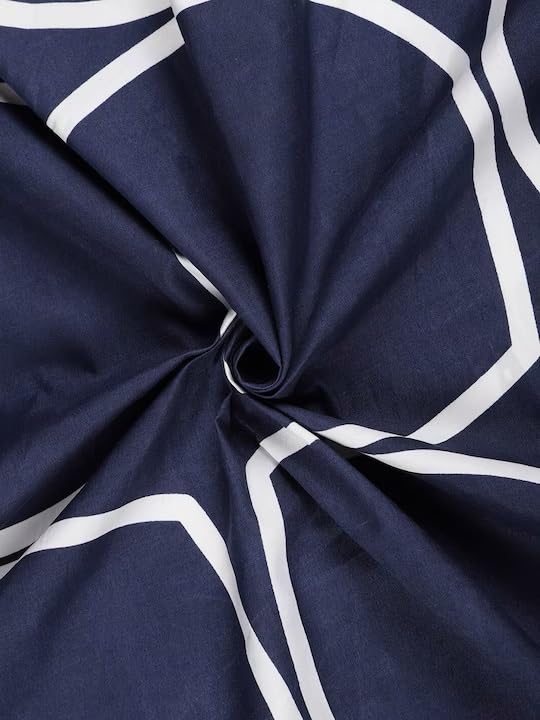 Image of DECOMIZER Super Soft Glace Cotton King Size AC Comforter II Blanket II Duvet for Double Bed with 1 Flat Bedsheet and 2 Pillow Cover - 4 Piece Comforter Set - NavyOval-300 TC
