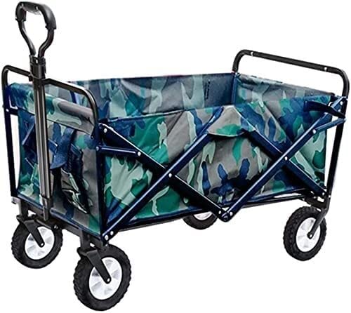 Outdoor Folding Utility Wagon Folding Garden Trolley, Beach Trailer, Handle Cart with 4 Wheels, Load-Bearing 60kg / 132lbs, for Shopping Fishing