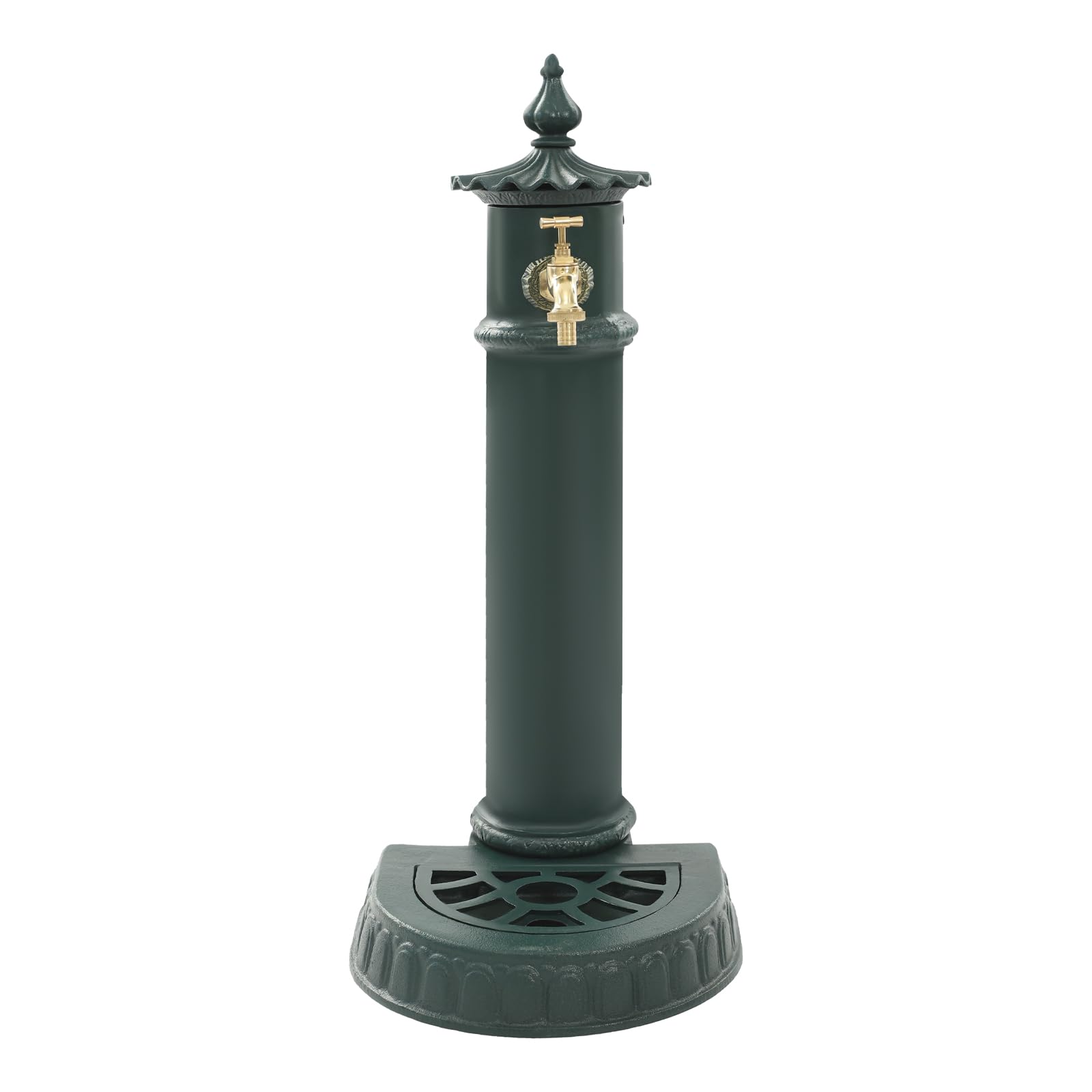 Cast Iron Outdoor Water Column with Faucet, 29’’H Freestanding Floor Mounted Hydrant Water Tap, Retro Cylinder Shape Water Column Faucet for Garden Backyard Irrigation Washing