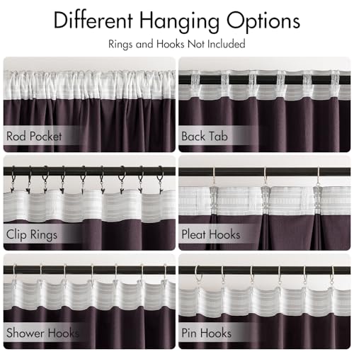 Image of MIULEE Dark Purple Velvet Pinch Pleat Blackout Curtains W52 X L90 Inches