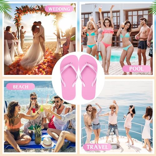 Image of Unittype Flip Flops Bulk for Wedding Guest Slippers Wedding Flip Flops with Cards Bags for Pool Beach Party