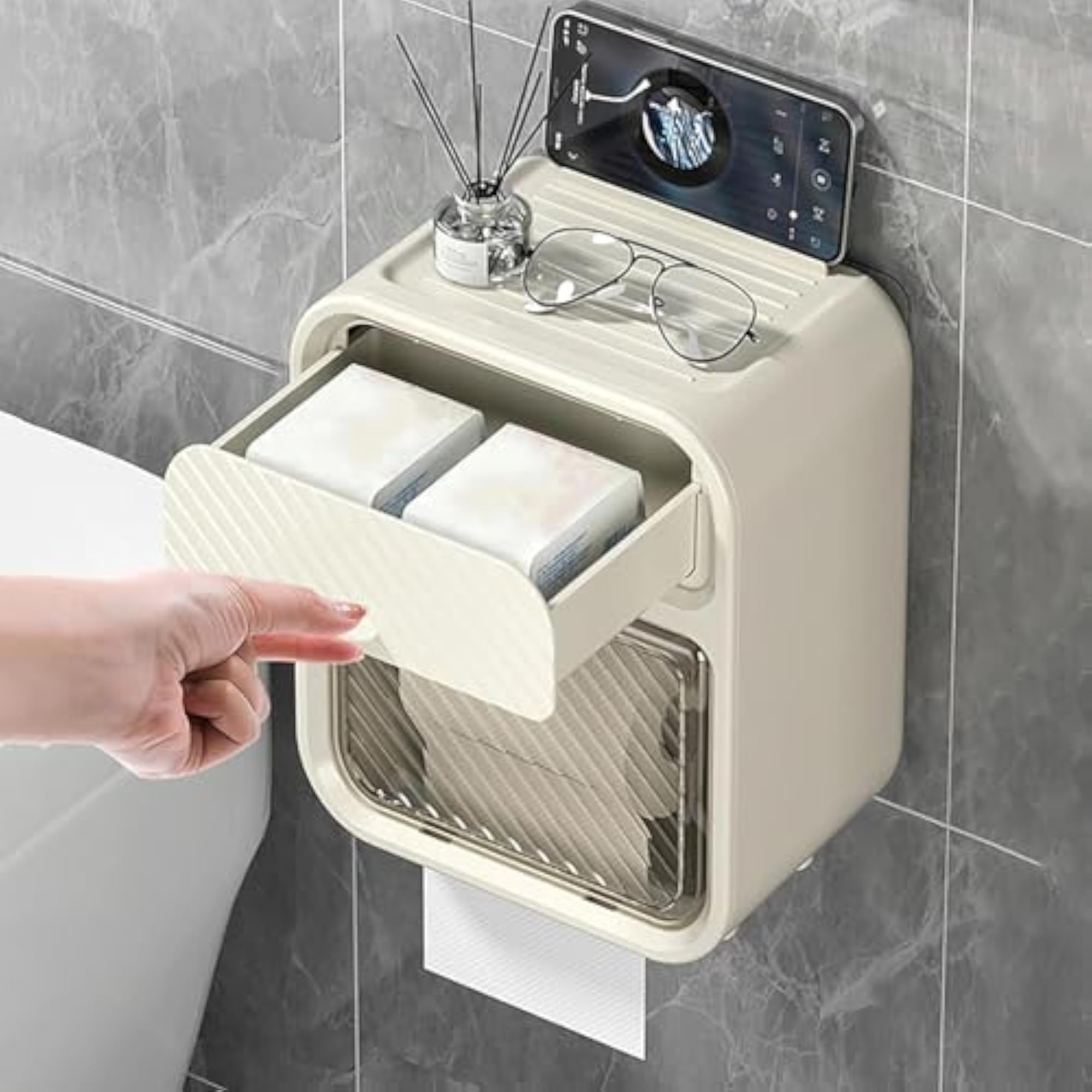 Toilet Paper Roll Holder Punch-Free Wall-Mounted