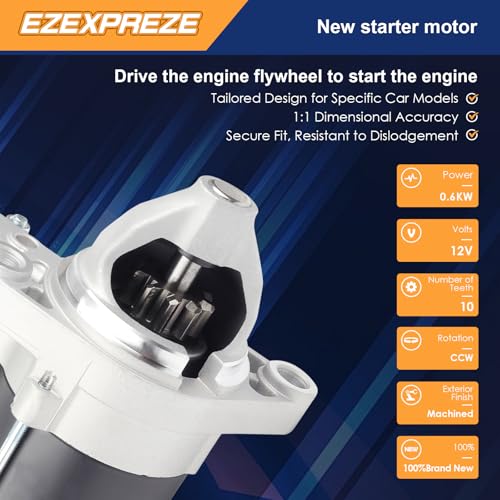 Image of Ezexpreze New Starter Compatible with Honda GX630, GX630H, GX630R, GX630RH, GX660, GX660R, GX660RH, GX690, V-Twin Engine 2007-2013 2280009480, 31200Z0A003, 31200Z6L003, DDWDN, 428000-6410, SND0728