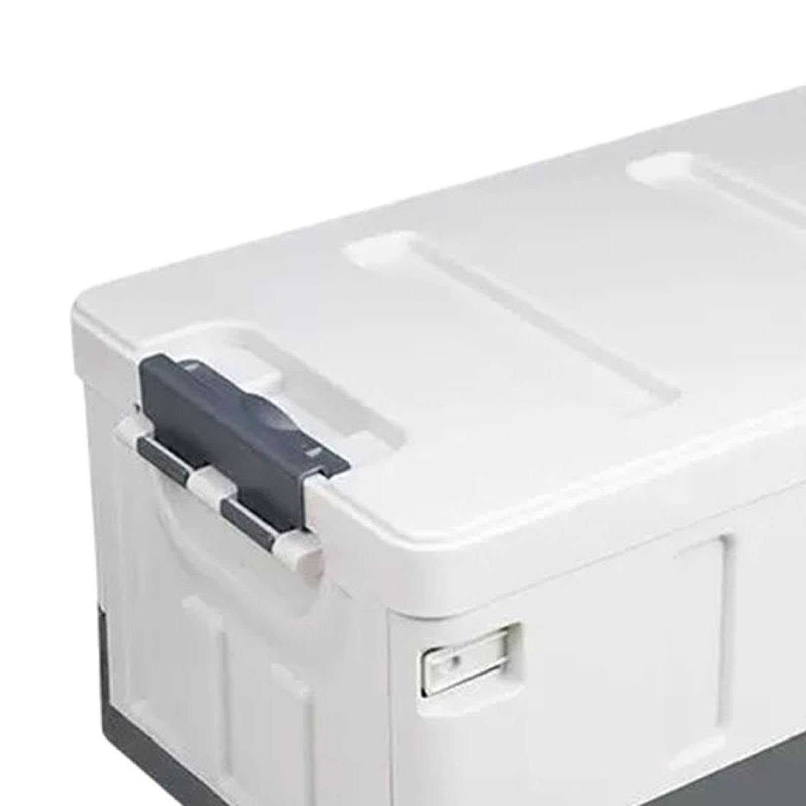 Kofferraum Organizer Aufbewahrungsbox Faltbare Aufbewahrungskiste mit Deckel Stapelbare Transportbox Tragbare Campingkiste für Haushalt, Weiß