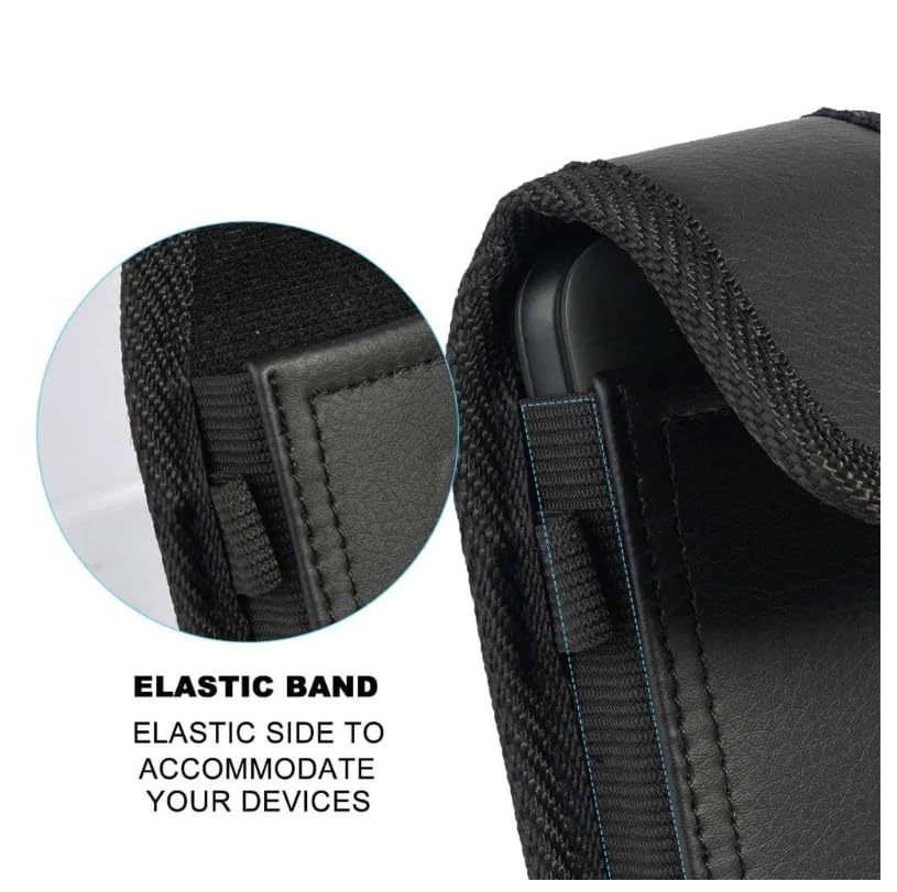 Newyorkcellphone Compatible with Consumer Cellular Verve Snap Flip Phone - Black Leather Vertical Belt Loop Waist Case