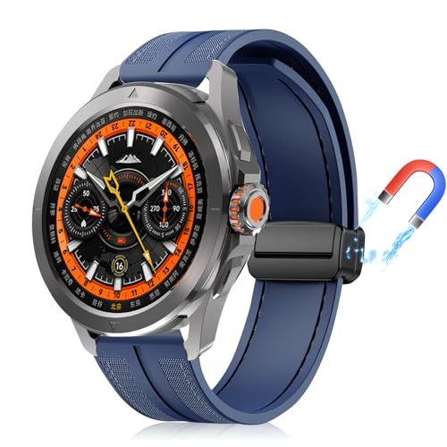 PaceBid 22mm Correa para Amazfit Balance 2/Balance/Bip 6/Bip 5/Cheetah Pro, Silicona Complejo Nylon Trenzada Magnética Correa para Amazfit GTR 4/3 Pro/3/GTR 2e/GTR47mm/Stratos 3/2/Nexo/Pace - Azul