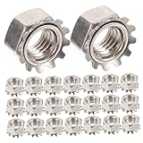 TOBBOMEY 50 Stück M5 Edelstahl Sechskant Sicherungsmuttern Mit Außenverzahntem Sicherungsblech Rostfrei Hitzebeständig Befestigungsmutter Für Maschinen Möbel Und Elektrogeräte