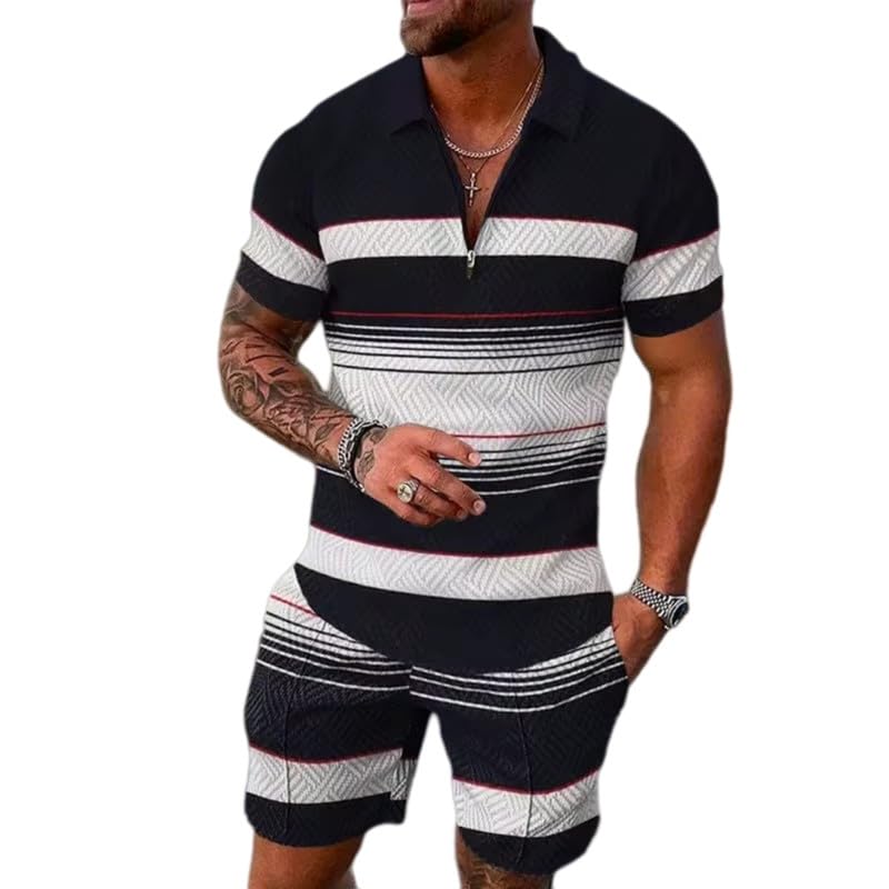 Tenue de plage homme avec ensemble polo lion et short décontracté