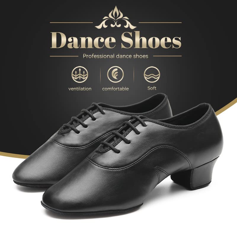 JUODVMP Herren Tanzschuhe für Tanz Modern Lateinisch Jazz Salsa Tango Ballsaal aus Atmungsaktiv Leder 3.5 cm Praxis Schuhe,Modell WLL518-2 - Image 3