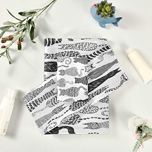 Lelego 3 Piece Bath Towel Set Cat Strip Print Animal Highly Absorbent Bathroom Soft Towels Washcloth Print Quality Towels For Home Kitchen Bathroom Hotel Gym Swim Spa Beach #TOP4