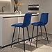 LEMROE Juego de 2 taburetes de bar de terciopelo con respaldo y patas negras, sillas de bar con reposapiés, muebles para el hogar (rayas verticales, 65 cm, azul)