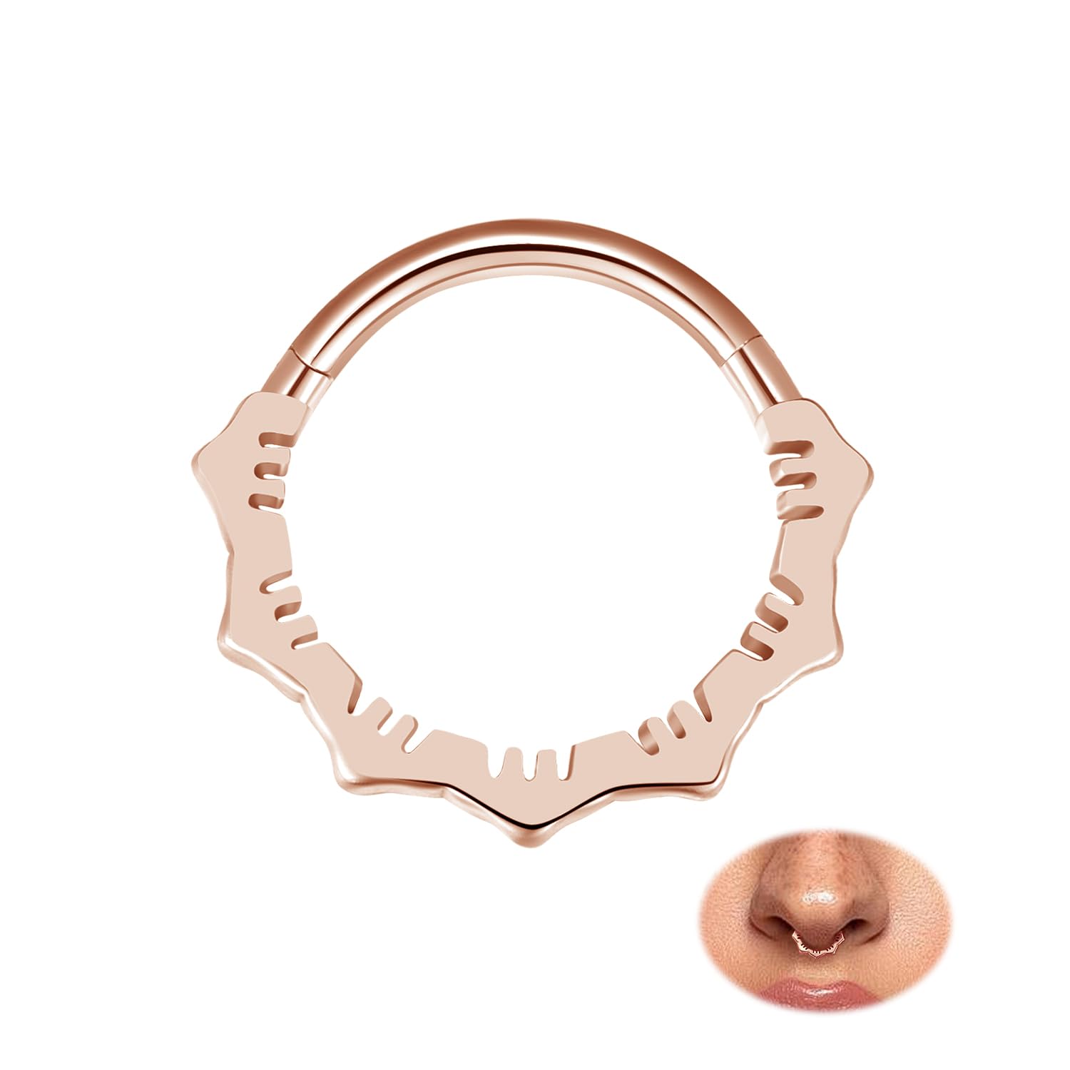 MissNity 16G Clicker Rings 316L Surgical Steel Hinged Hoops for Septum, Daith and Cartilage Earlobe Piercings Jewelry, Diameter 8mm, 10mm