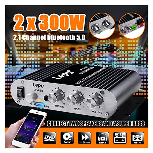 Amplificador de coche 2.1CH 40W Hi-Fi digital para 2 altavoces y subwoofer de audio 2