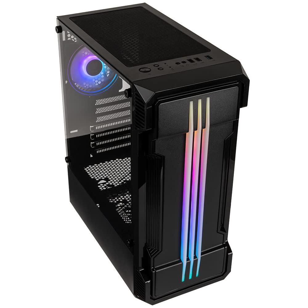 Caja de Torre Media ATX Inspire K10 RGB con Panel acristalado, Color Negro