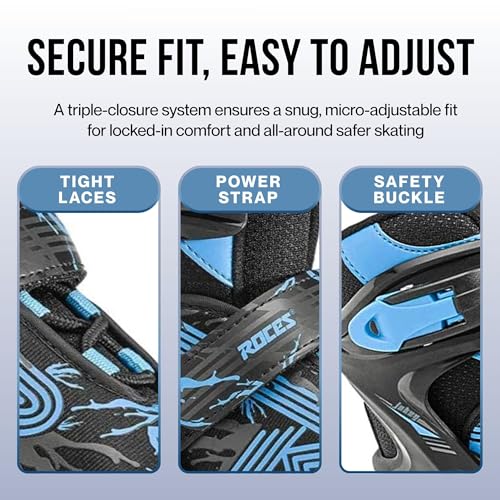 Roces Jungen Jokey Ice 3.0 dreng Schlittschuh, black-astro blue, 34-37 EU