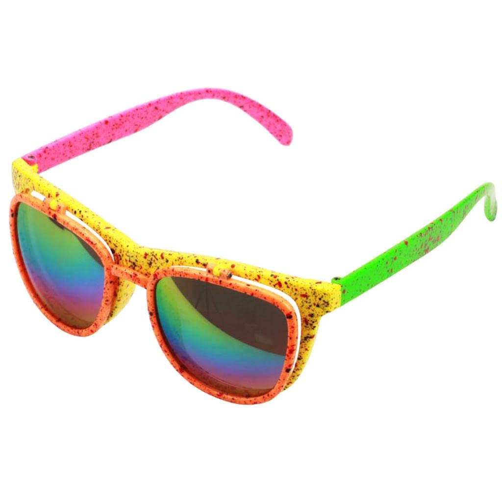 Newmind 80s Neon Party Glasses Novelty Flip up Sunglasses Costume Props for Kids Adults
