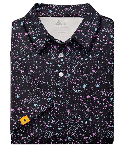 Image of ZITY Mens Golf Polo Shirts Short Sleeve UPF 50+ Performance Moisture Wicking Print Pattern Casual Collared Golf Shirt for Men