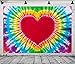 BELECO 7x5ft Fabric Tie Dye Party Backdrop Watercolor Rainbow Heart Love LGBT Background Colorful Tie Dye Theme Birthday Party Decorations Backdrop 60s 70s Hippie Supplies Studio Photo Booth Props