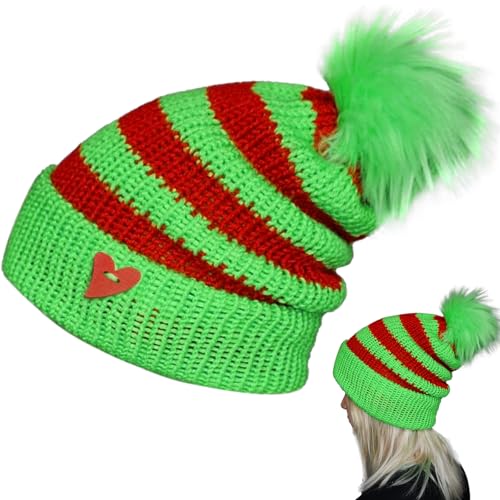 Uderwarb Knitted Santa Beanie Hat Christmas Knit Hats for Women Men Xmas Party