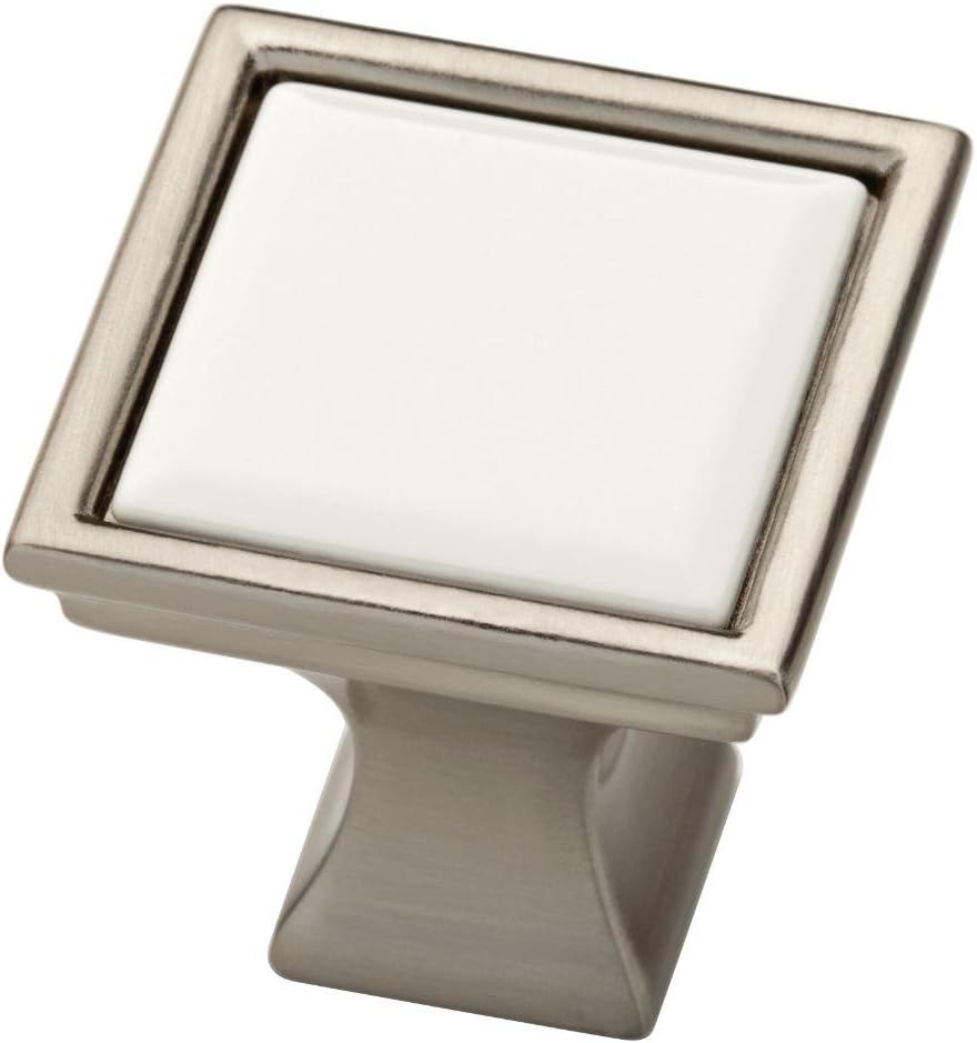Liberty 1-1/4 in. Satin Nickel/White Cabinet Knob