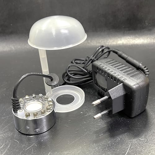 Image of ANM JK-20M 12 Led Ultrasonic Mist Maker Humidifier Fogger With Power Adapter,For Decorative Purpose,Garden,Aquarium,Ponds. 24V DC. (20Mm Ceramic Disc)