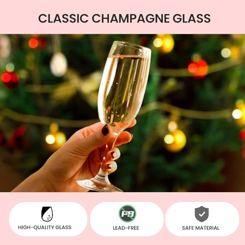 MYKAGS Set of 6 Classic Champagne Flutes, 190ml Elegant Stemmed Crystal Clear Wine Glasses for Champagne and Wine - Image 4
