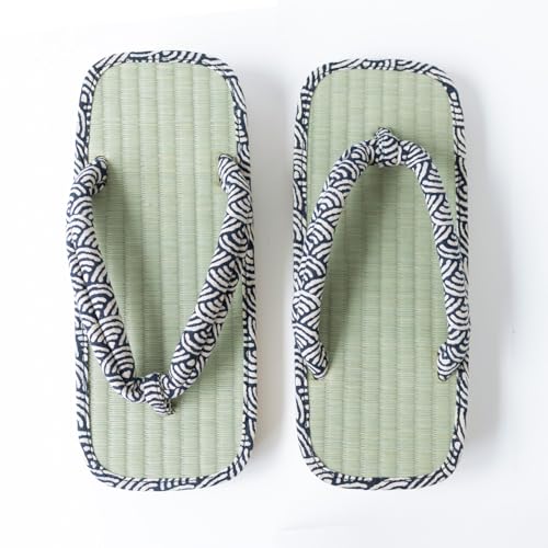 Asayu Japanese Traditional Igusa Setta Sandals, Made in Japan Tatami Zori, Moisture Absorbent, Odour Resistant "Seigaiha"4