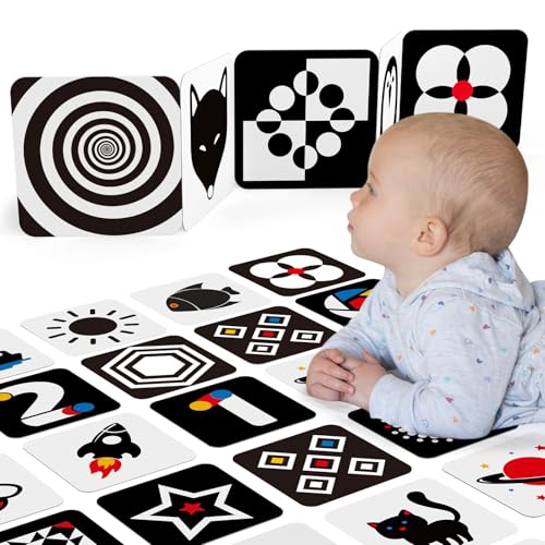 Image of Newborn Toys High Contrast Baby Flashcards Tummy Time Baby Cards 0-6 Months Black and White Infant Toys 0-3-6 Months Montessori Sensory Cards 20 PCS 6''×6'' Visual Stimulation