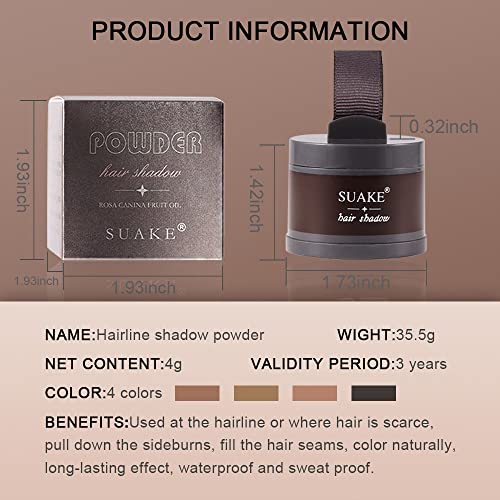 Hair Shadow Powder,Hairline Powder Quick Cover Stain-Proof 48 Hour Formula Locks On For Full Body Hair &Beard, Root Touchup Hair Loss Powder For Thinning, Bald Spots And Gray Root Line, 4G (Brown 01#) #TOP5