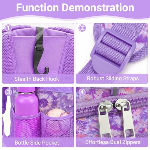 Image of Youth Baseball Bag - Softball Bag for Girls & Boys with Shoes Compartment, Bat Backpack for Baseball, T-Ball & Softball Equipment