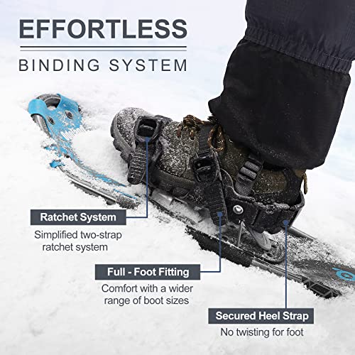 image for Odoland 4-in-1 Snowshoes Snow Shoes for Men and Women with Trekking Po