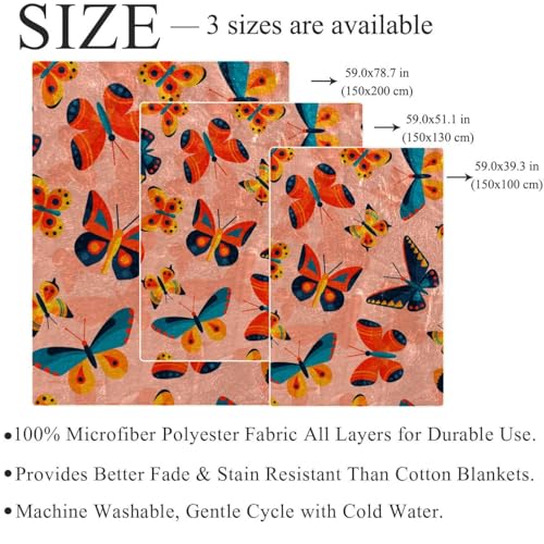 Plaid polaire papillon aquarelle douce jeté de canapé microfibre chaude couverture 150x130 - 5