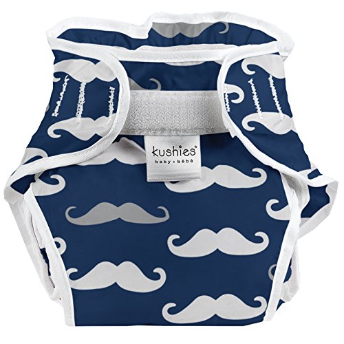 Kushies Baby Infant Waterproof Diaper Wrap, Navy Mustache #TOP14