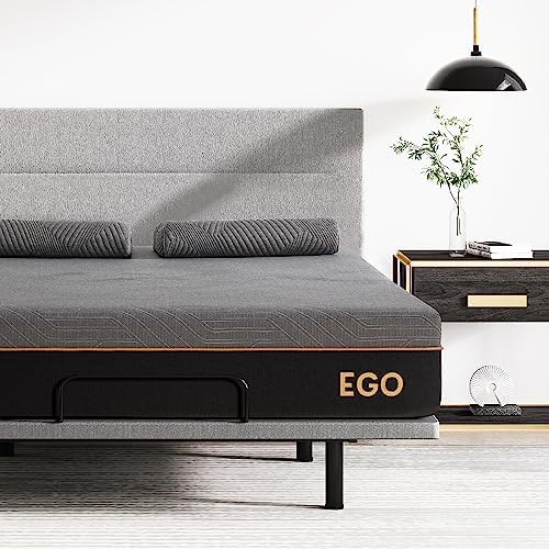 EGOHOME 12 Inch Queen Mattress, Copper Gel Cooling Memory Foam Mattress for Back Pain Relief,Therapeutic Double Matress Bed in a Box, CertiPUR-US Certified, 60”x80”x12”, Black