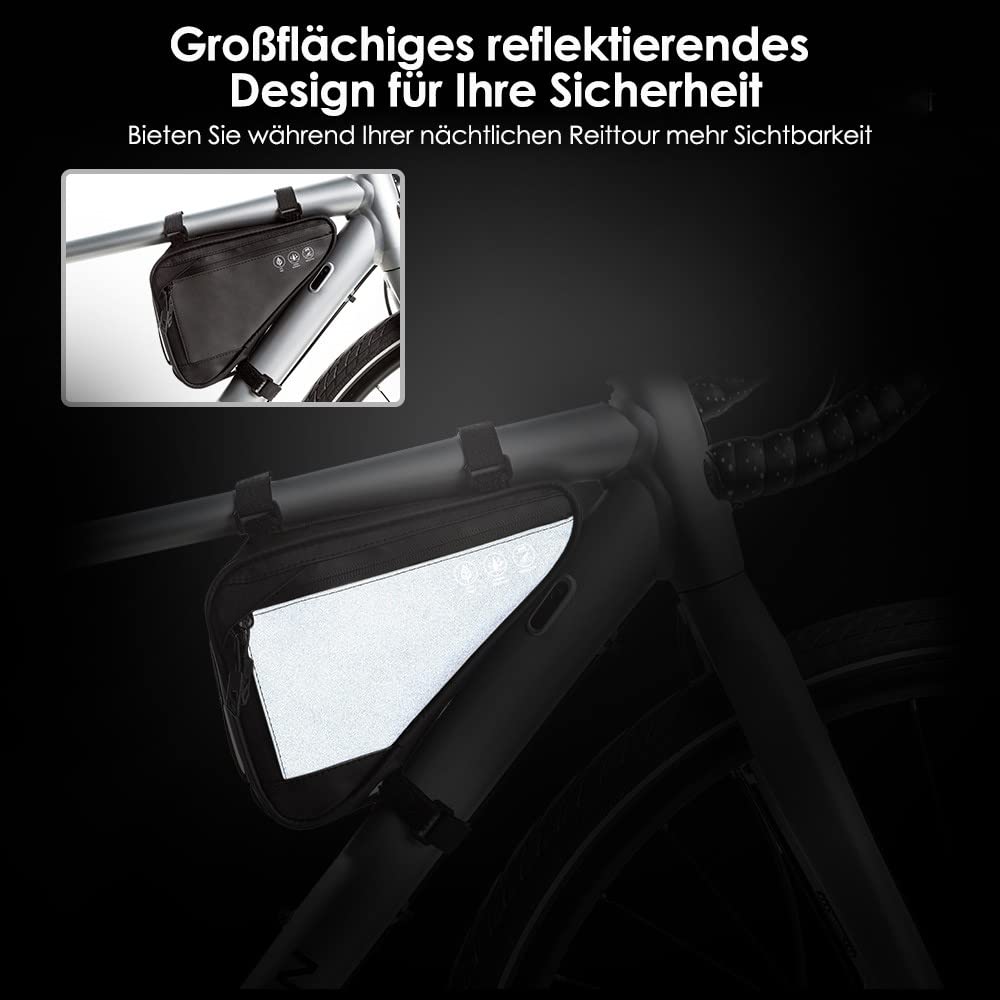 Nasjac Fahrrad Rahmentasche Dreiecktasche, wasserdichte Rahmentasche Fahrrad, reflektierende Fahrradtasche Rahmen Werkzeugtasche mit große Kapazität für Mountainbike Rennrad E-Bike Gravelbike